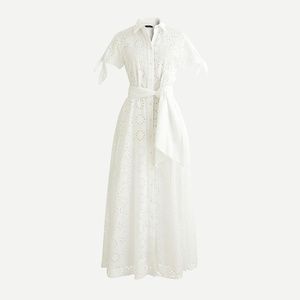 NWT J.Crew Long shirtdress in White Eyelet, size 0